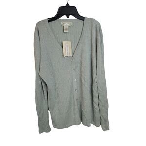 NWT Studio Works Green Silk Blend Metallic Knit Cardigan Sweater Women's Size 2X